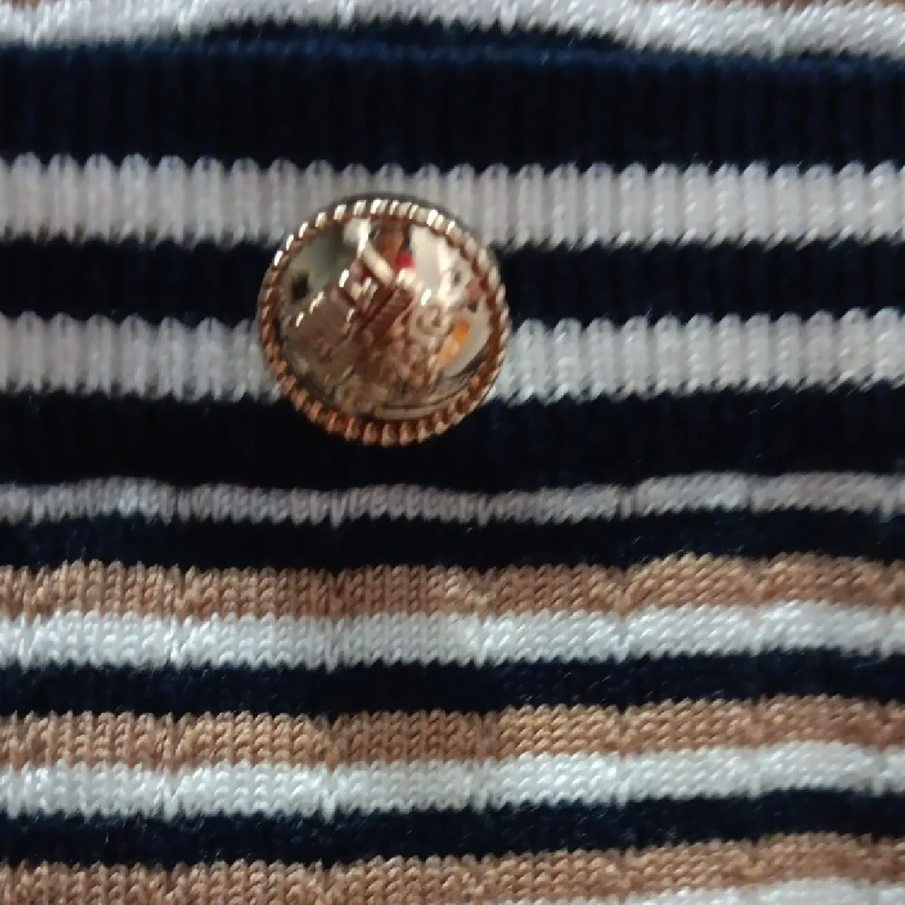 Adrianna Papell Navy and Cream Striped Pencil Skirt - Picture 3 of 5